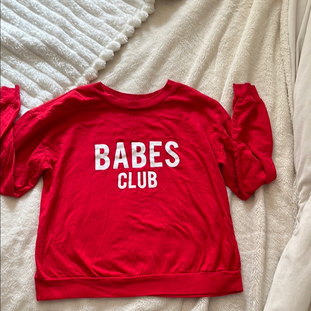 Red 'Babes Club' long sleeve tee